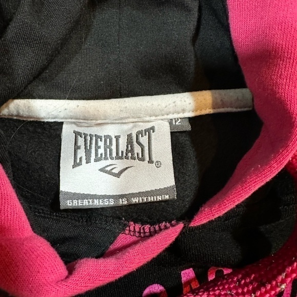 Everlast Girl’s Black and Pink Logo Hoodie Size 10 - Picture 7 of 9